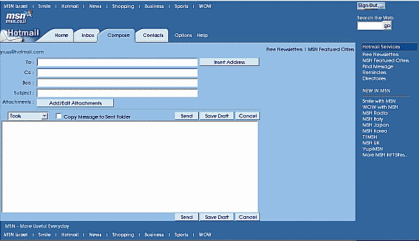 Hotmail's Compose Screen